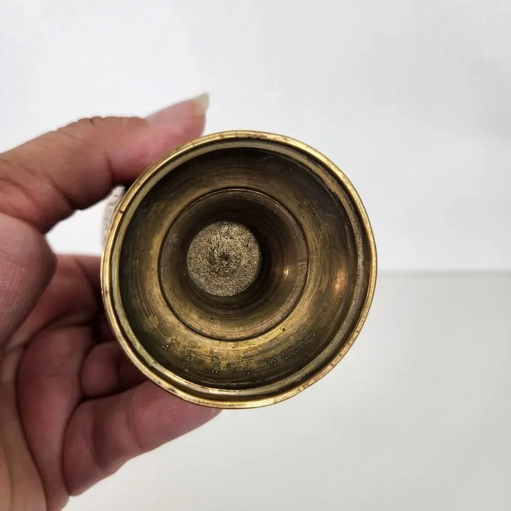 VTG Etched Brass Bud Vase Floral Design Made in India Boho Mediterranean